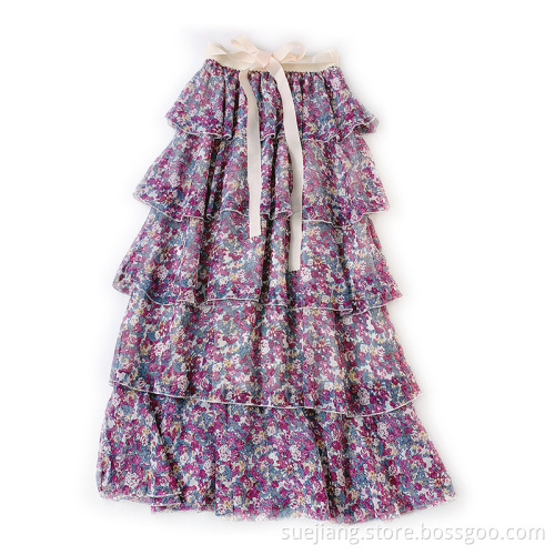 Dresses women printing flower chiffon skirt casual dresses